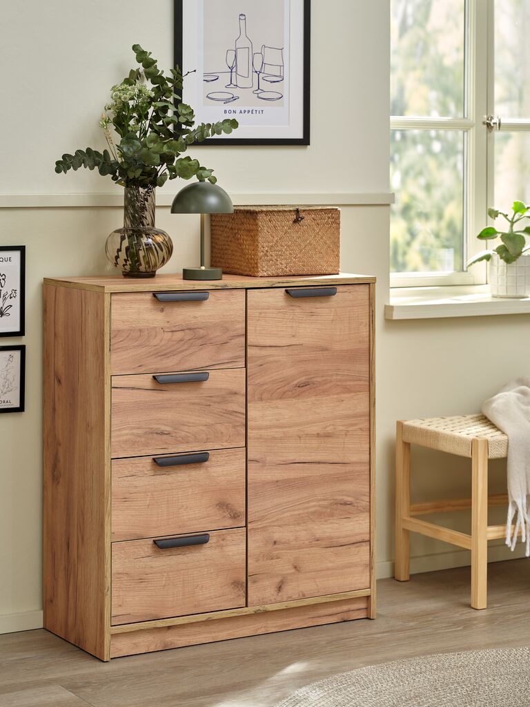 JENSLEV Byrå JENSLEV 4 lådor 1 dörr ek