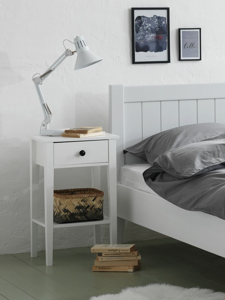 NORDBY Sängbord NORDBY 1 låda 1 hylla vit