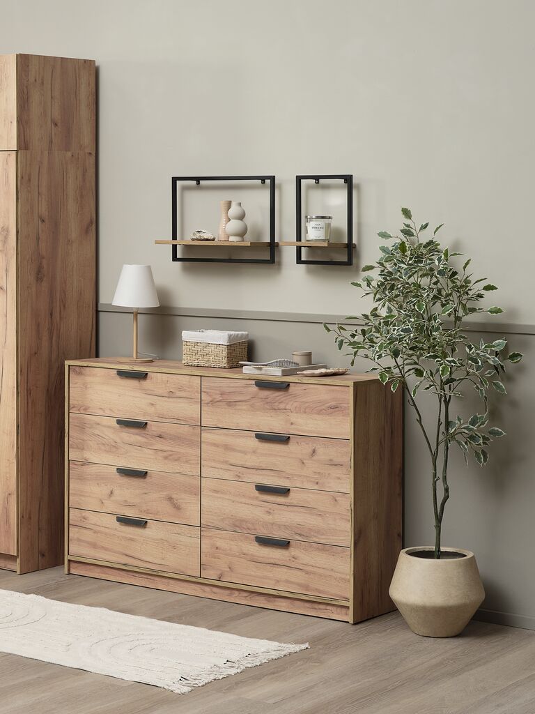 TRAPPEDAL Vägghylla TRAPPEDAL 2 st/pk varm ekfärgad/svart