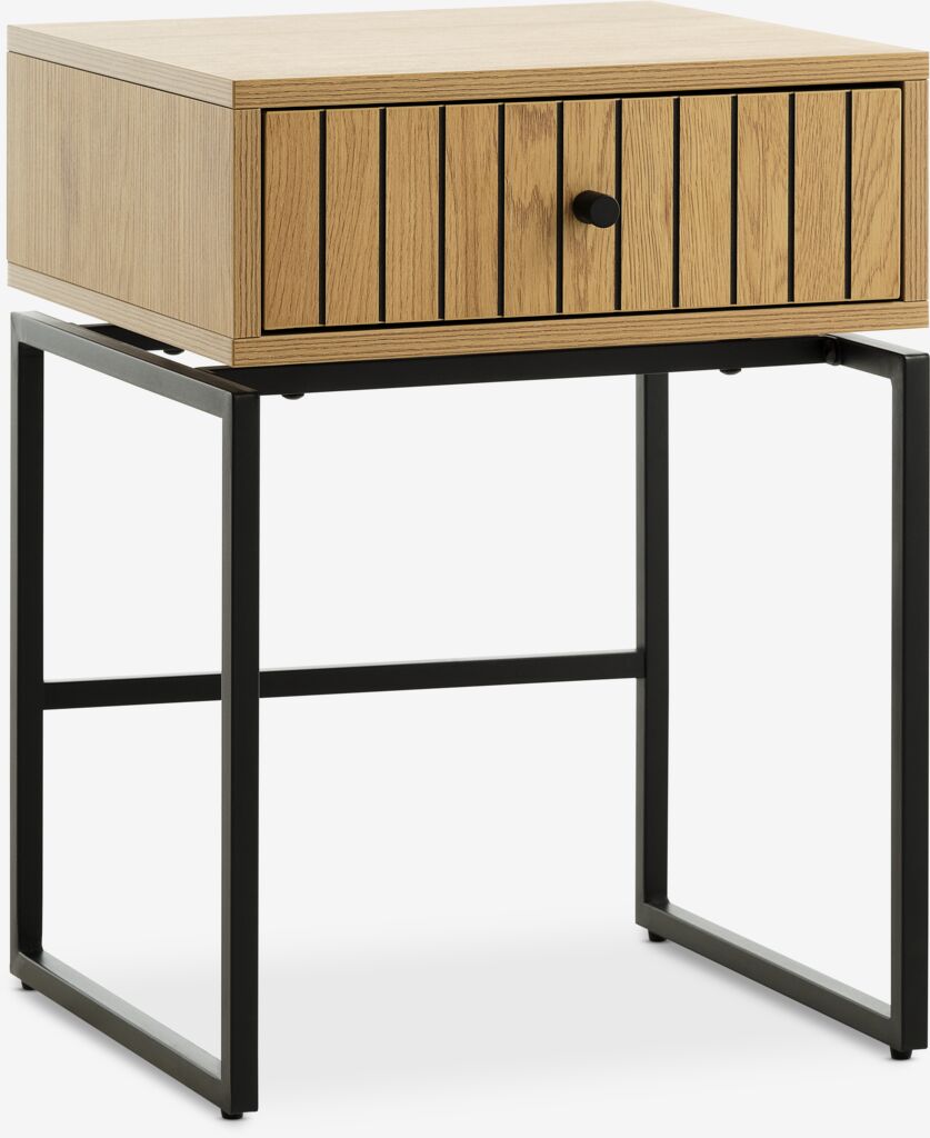 HEMDRUP Sängbord HEMDRUP 1 låda varm ekfärgat/svart