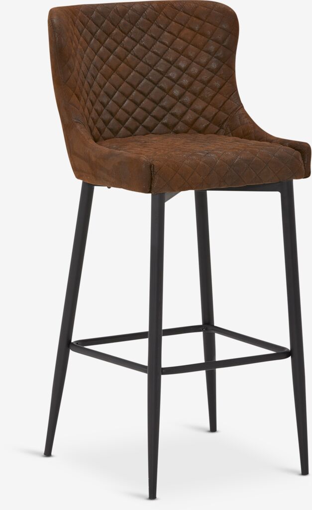 PEBRINGE Barstol PEBRINGE med ryggstöd brunt tyg/svart