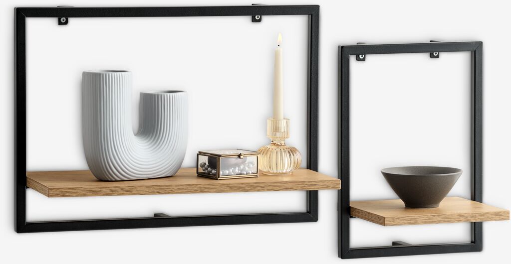 TRAPPEDAL Vägghylla TRAPPEDAL 2 st/pk varm ekfärgad/svart