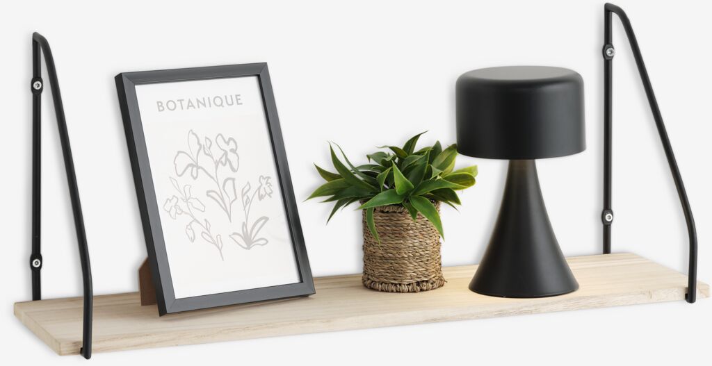 HEJLSMINDE Vägghylla HEJLSMINDE 1 hylla svart/natur