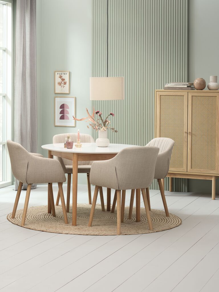 MARSTRAND Matbord MARSTRAND Ø110/L200 vit/natur