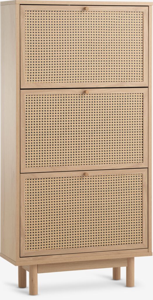 HALMSTAD Skoskåp HALMSTAD 3 fack konstrotting/varm ekfärgat