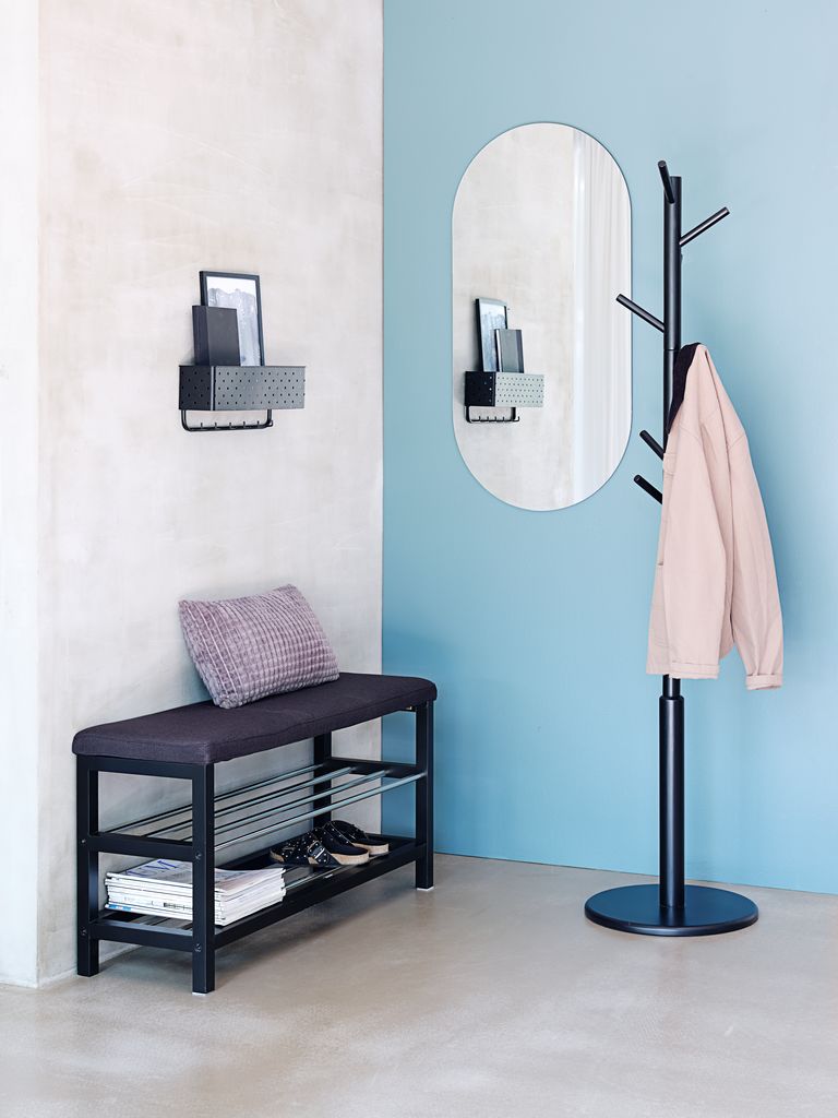 EGESKOV Bänk EGESKOV m/skohyllor stål/svart