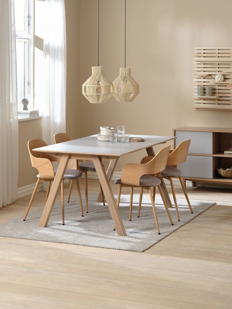 EGEBJERG Matbord EGEBJERG 90x160/250 ljusgrå/ek