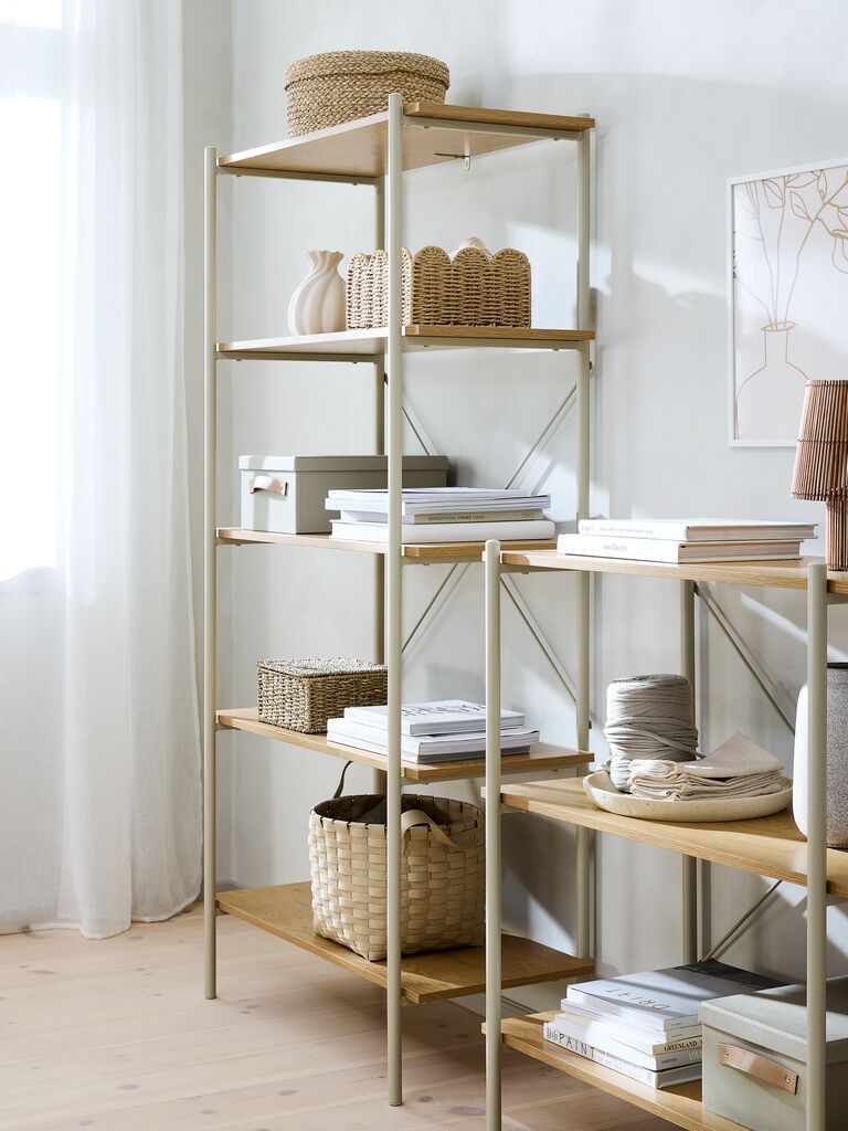 VANDBORG Hyllenhet VANDBORG 5 hyllor natur ekfärgad/beige