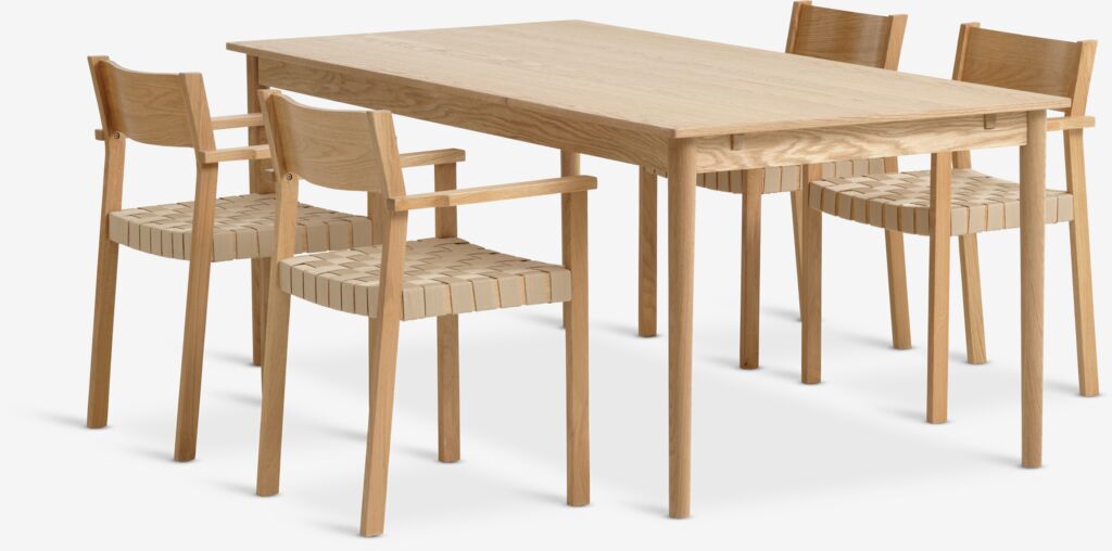 MARSTRUP + VADEHAVET MARSTRUP L190/280 bord natur ek + 4 VADEHAVET stol natur ek