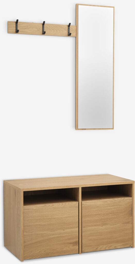 RAVSTED Hallmöbel RAVSTED m/spegel 2 lådor varm ekfärgad