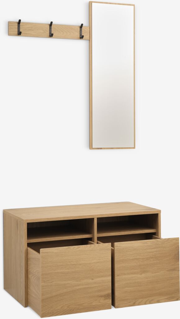 RAVSTED Hallmöbel RAVSTED m/spegel 2 lådor varm ekfärgad