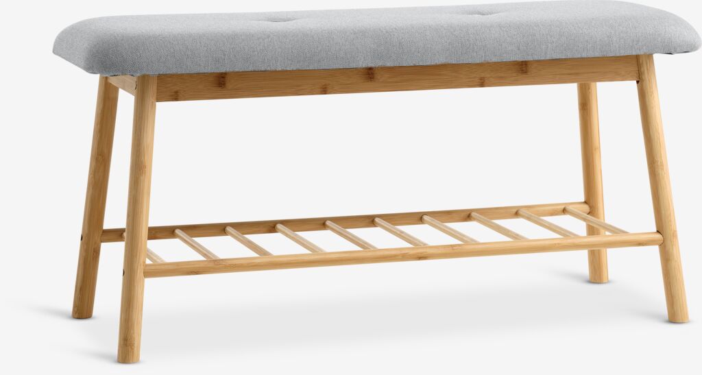 VANDSTED Bänk VANDSTED grått tyg/bambu