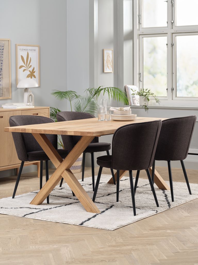 GRIBSKOV + RISSKOV GRIBSKOV L180 bord natur ek + 4 RISSKOV stol mörkbrun