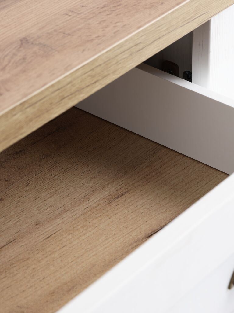 MARKSKEL Byrå MARKSKEL 4 lådor vit/natur vildekfärgad