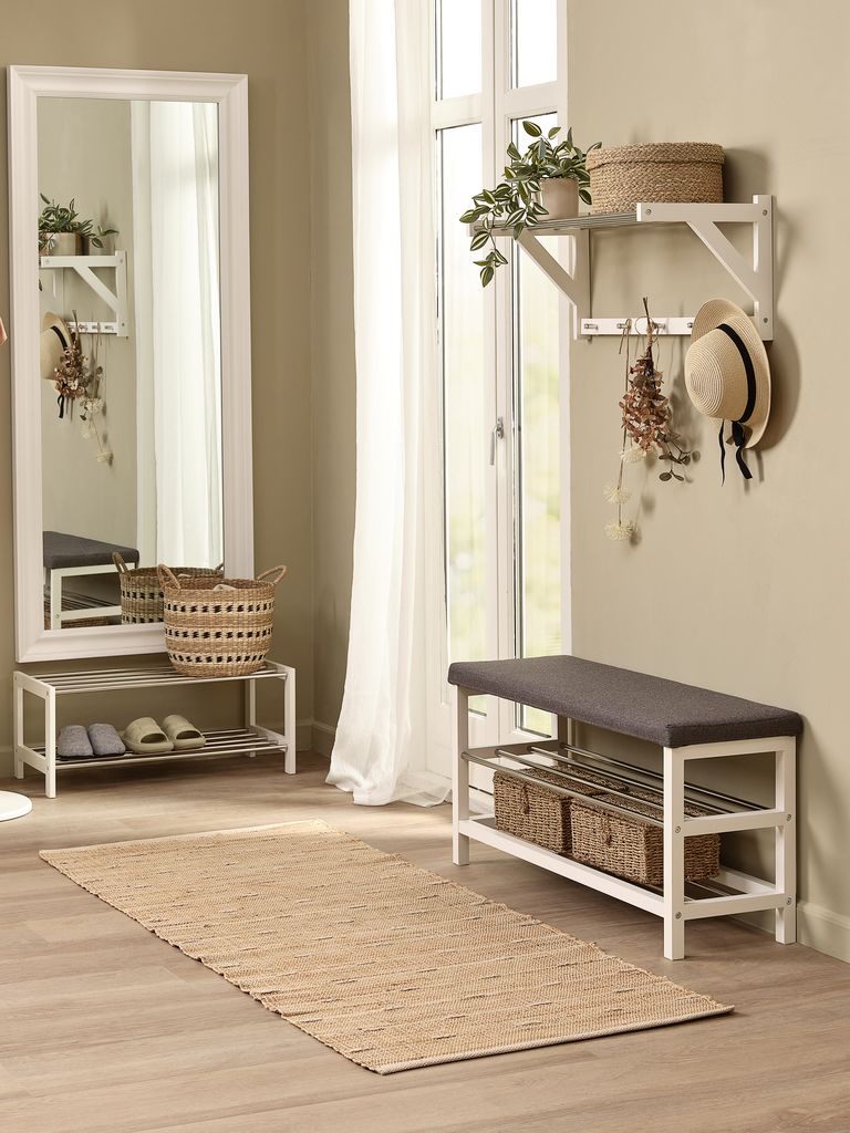 EGESKOV Bänk EGESKOV m/skohyllor stål/vit