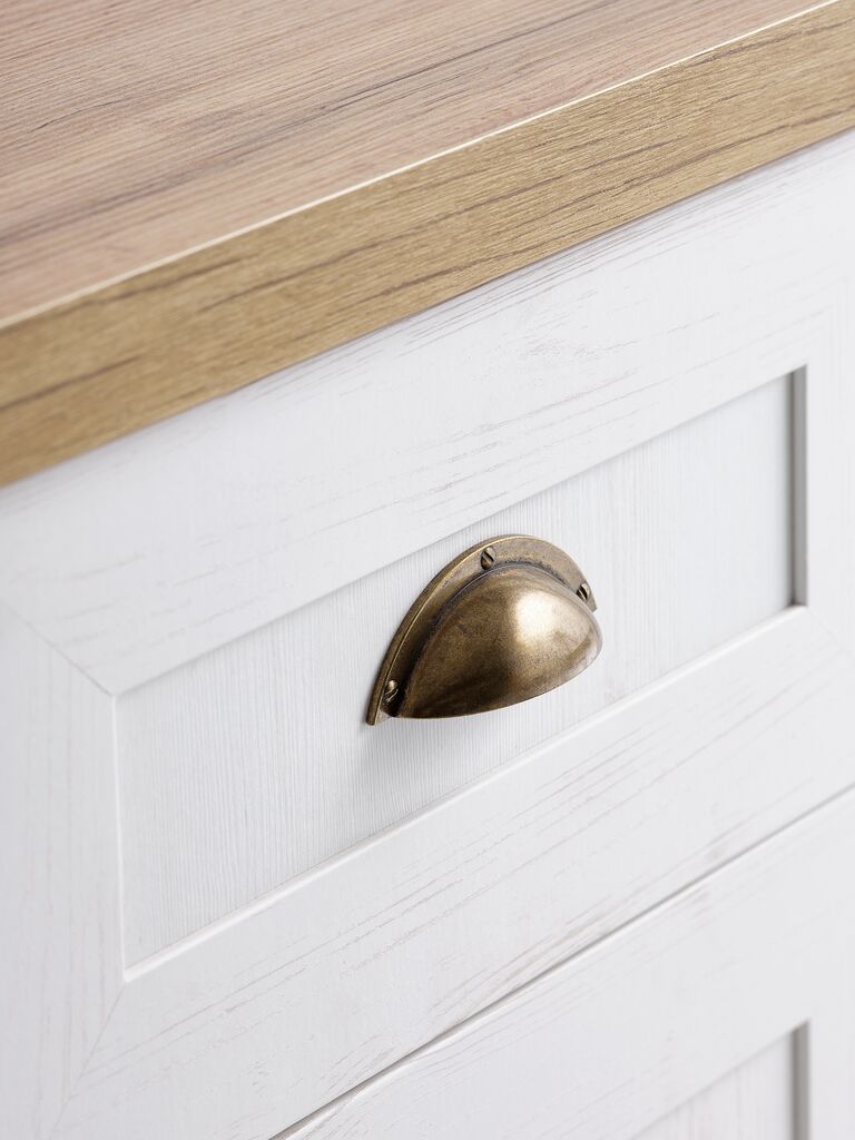 MARKSKEL Skänk MARKSKEL 3 dörrar vit/natur vildekfärgad