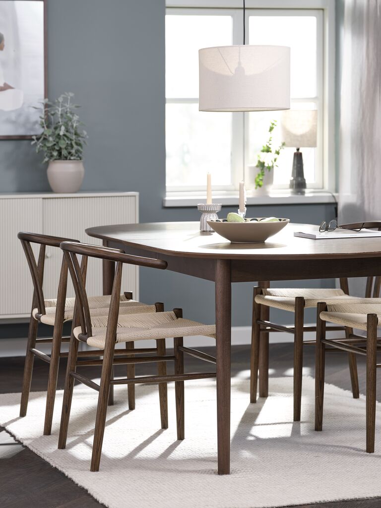 MARSTRAND + GUDERUP MARSTRAND L200/280 bord mörk ek + 4 GUDERUP stol mörk ek