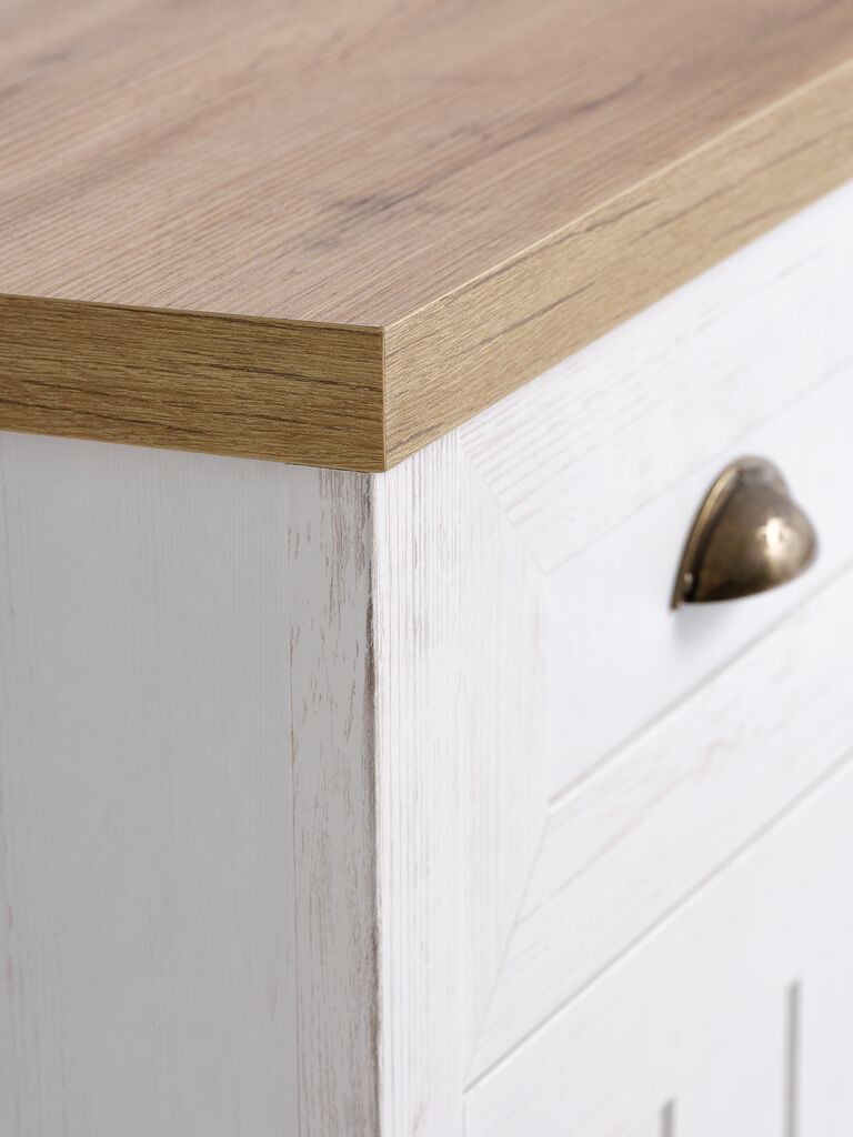 MARKSKEL Skänk MARKSKEL 3 dörrar vit/natur vildekfärgad