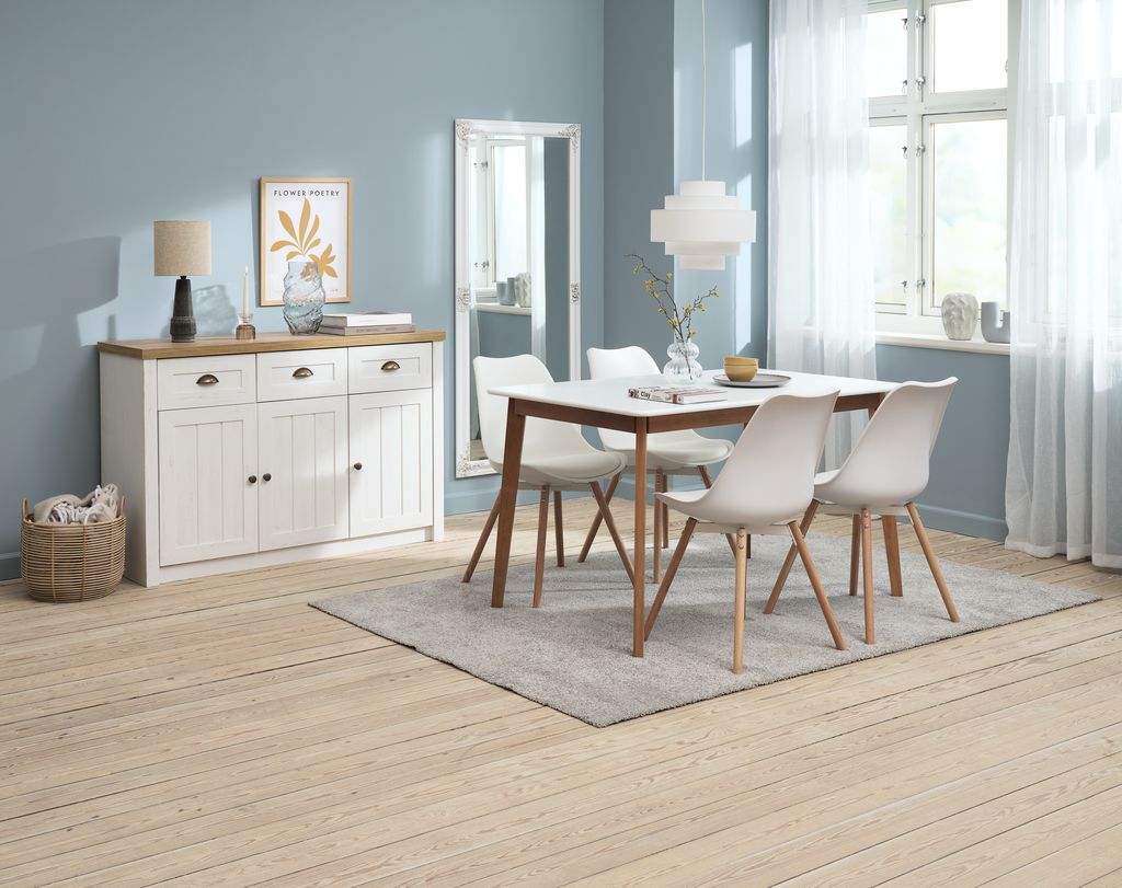 JEGIND + KASTRUP JEGIND L130 bord vit + 4 KASTRUP stol vit