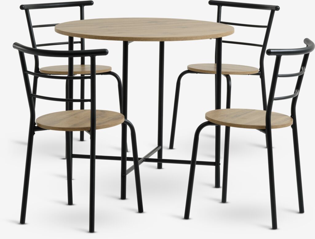 GADSTRUP GADSTRUP Ø85 bord + 4 GADSTRUP stol svart/natur vildek