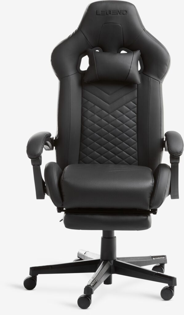 HALLUM Gamingstol HALLUM med benstöd svart konstläder