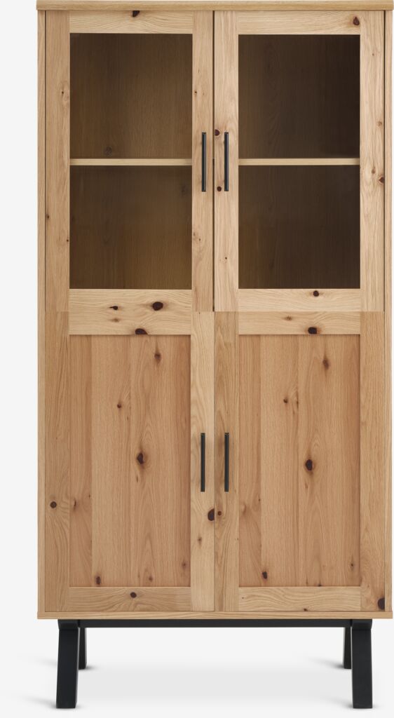 SANDBY Vitrinskåp SANDBY 2 dörrar natur ek/svart