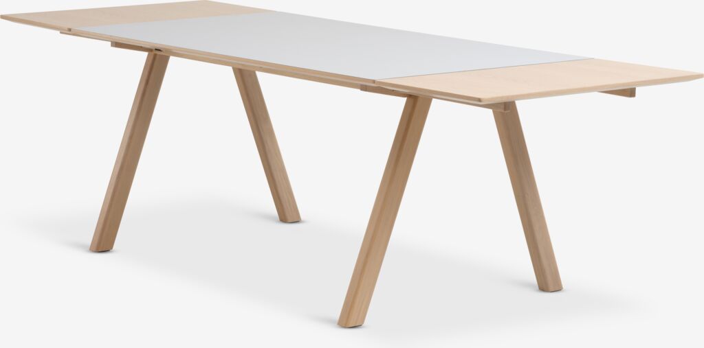 EGEBJERG Matbord EGEBJERG 90x160/250 ljusgrå/ek