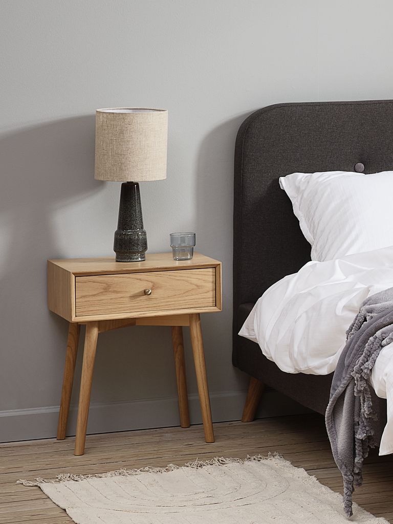 HOKKSUND Sängbord HOKKSUND 1 låda natur ek