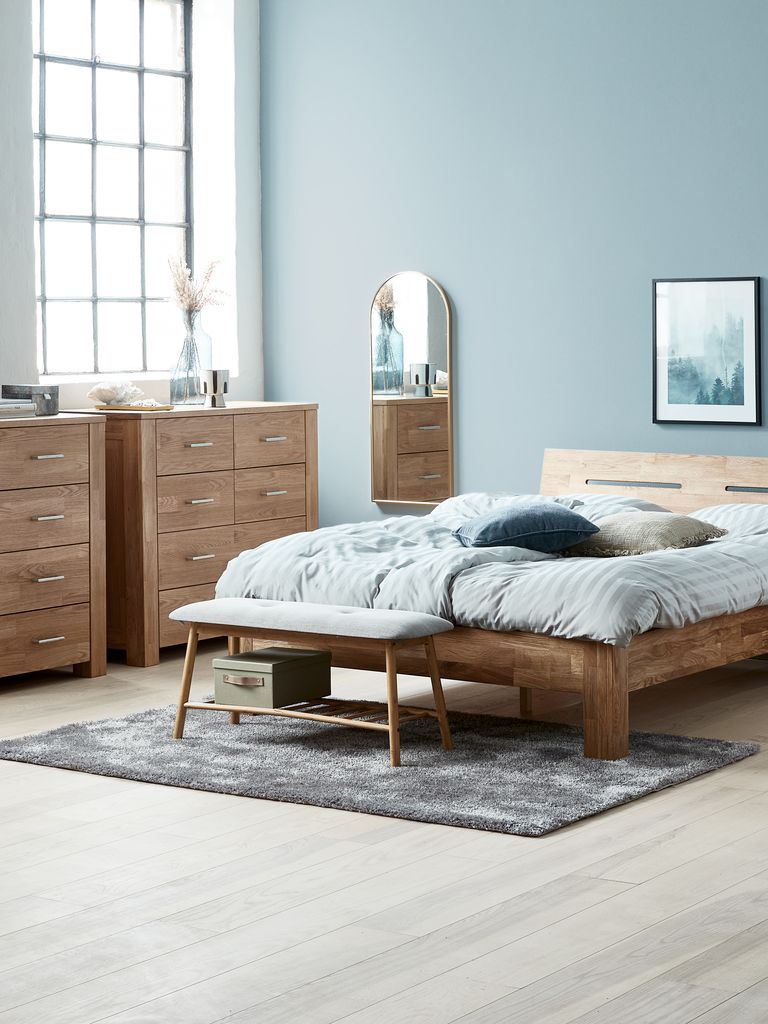 VANDSTED Bänk VANDSTED grått tyg/bambu