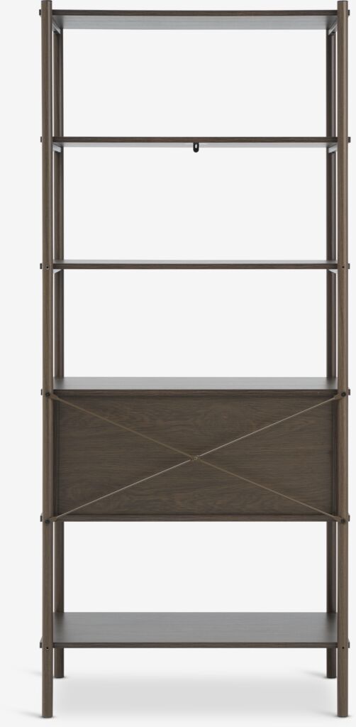 LINDVED Hyllenhet LINDVED 6 hyllor 2 dörrar mörk ekfärgad