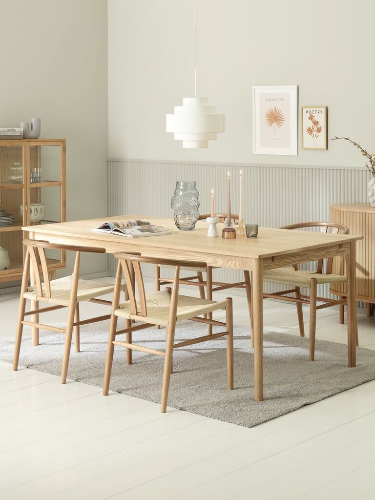 MARSTRUP + GUDERUP MARSTRUP L190/280 bord natur ek + 4 GUDERUP stol natur ek
