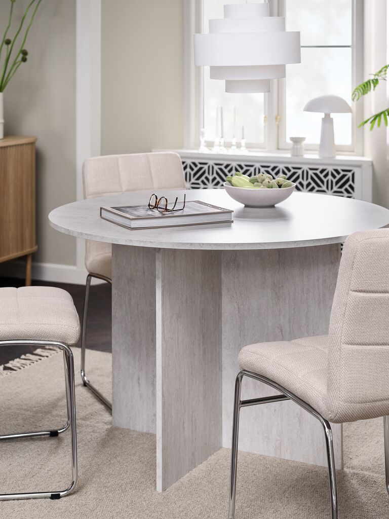 KRONDAL Matbord KRONDAL Ø110 travertinfärgat