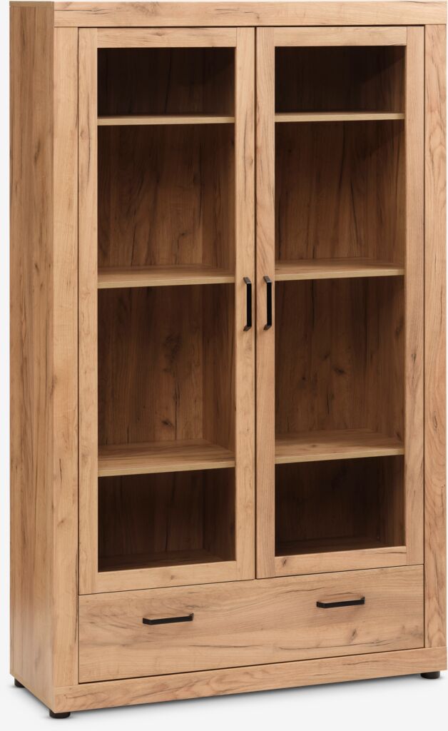 LINTRUP Vitrinskåp LINTRUP 2 dörrar natur vildekfärgat