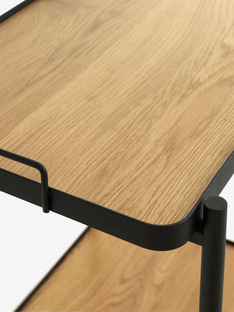 GANGSTED Rullbord GANGSTED 2 hyllor varm ekfärgat/svart