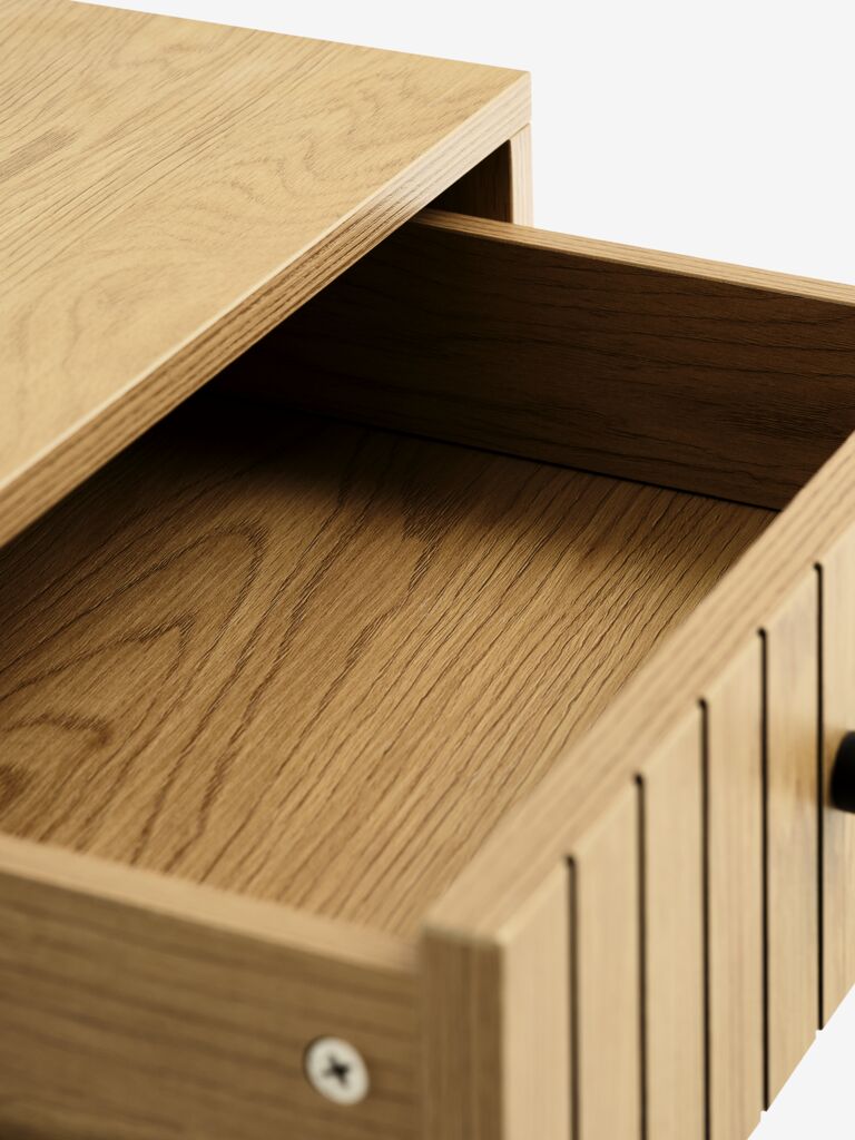 HEMDRUP Sängbord HEMDRUP 1 låda varm ekfärgat/svart