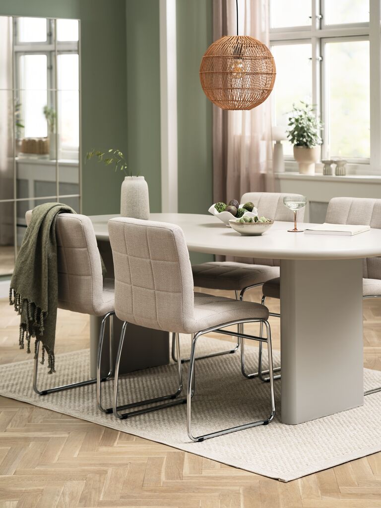 VORDINGBORG + HAMMEL VORDINGBORG L198 bord beige + 4 HAMMEL stol beige