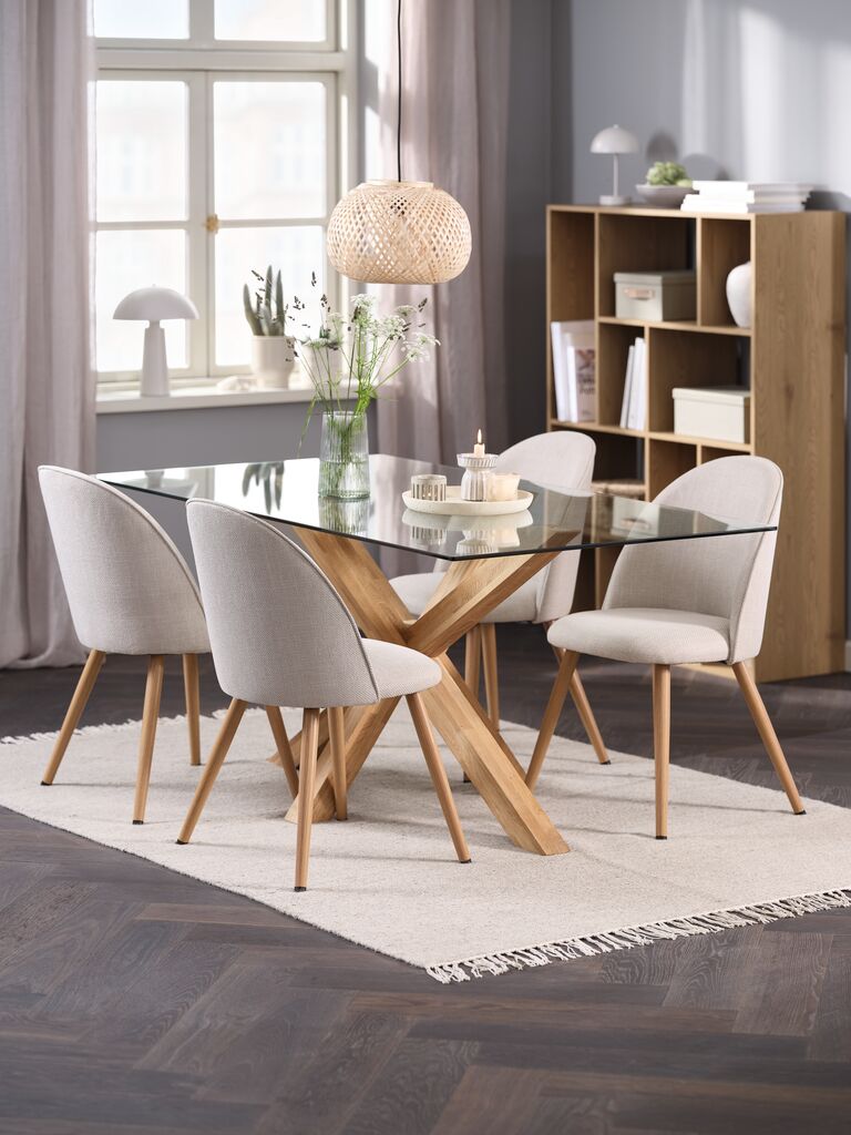 AGERBY + THORUP AGERBY L160 bord natur ek + 4 THORUP stol beige/natur ek