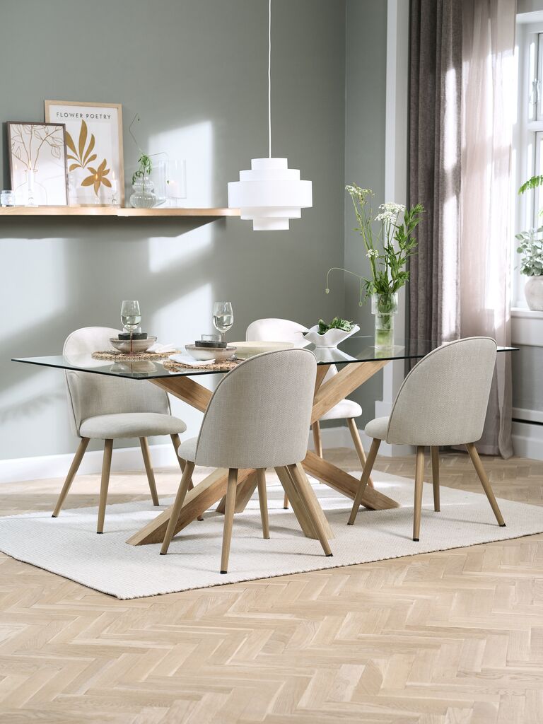 AGERBY + THORUP AGERBY L190 bord natur ek + 4 THORUP stol beige/natur ek