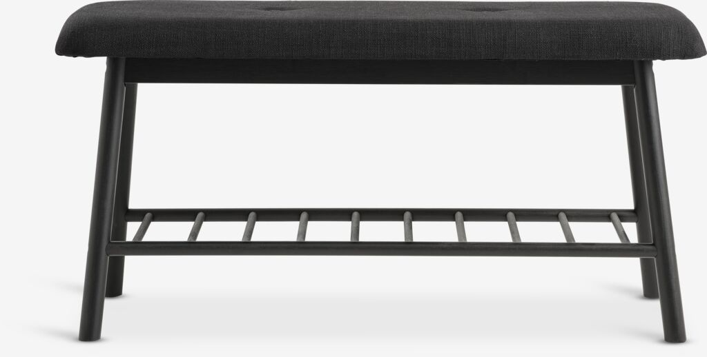 VANDSTED Bänk VANDSTED m/hylla svart tyg/svart