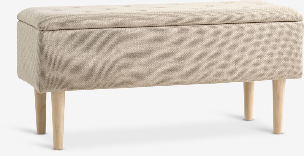 BADSTED Bänk BADSTED m/förvaring beige tyg/ekfärgad