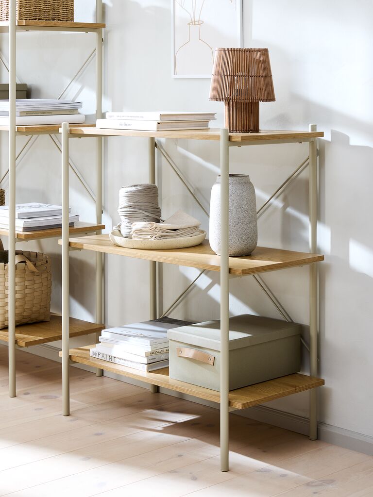 VANDBORG Hyllenhet VANDBORG 3 hyllor natur ekfärgad/beige