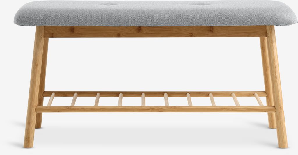 VANDSTED Bänk VANDSTED grått tyg/bambu