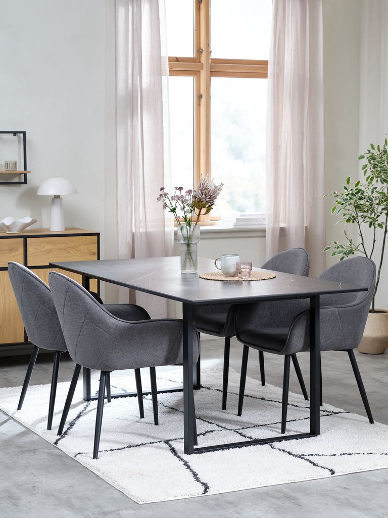 MOSELUND + SABRO MOSELUND L180 bord keramik + 4 SABRO stol grå/svart