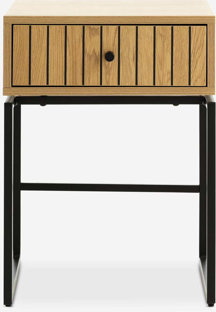 HEMDRUP Sängbord HEMDRUP 1 låda varm ekfärgat/svart