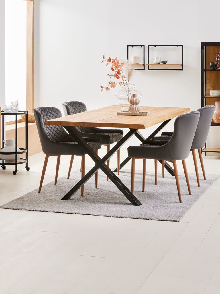 ROSLEV Matbord ROSLEV 95×200 natur ek/svart