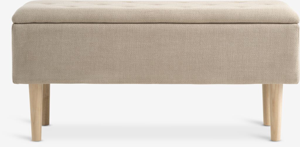 BADSTED Bänk BADSTED m/förvaring beige tyg/ekfärgad