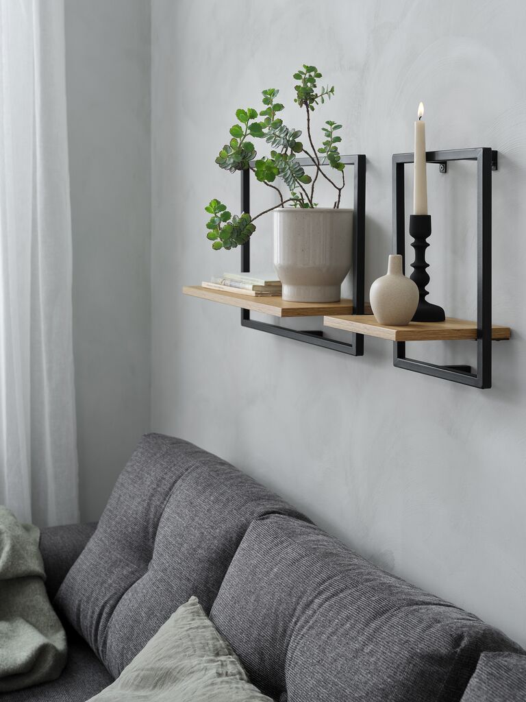 TRAPPEDAL Vägghylla TRAPPEDAL 2 st/pk varm ekfärgad/svart