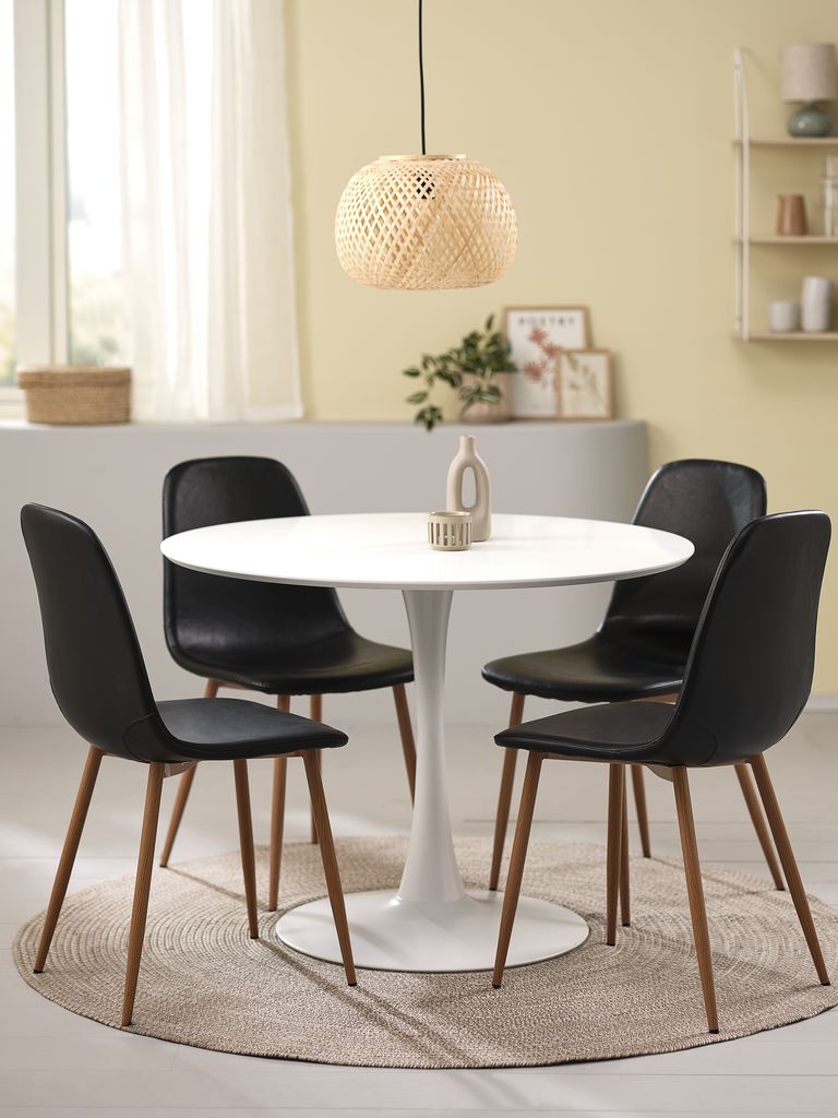 RINGSTED + JONSTRUP RINGSTED Ø100 bord vit + 4 JONSTRUP stol svart