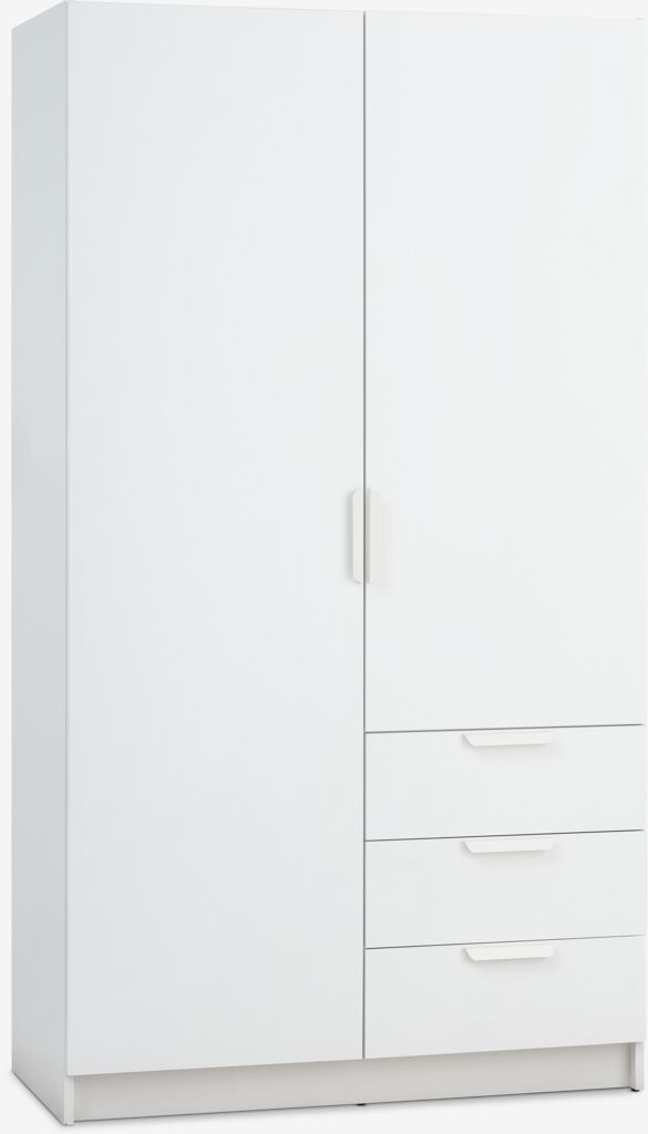 JENSLEV Garderob JENSLEV 96x176 2 dörrar 3 lådor vit