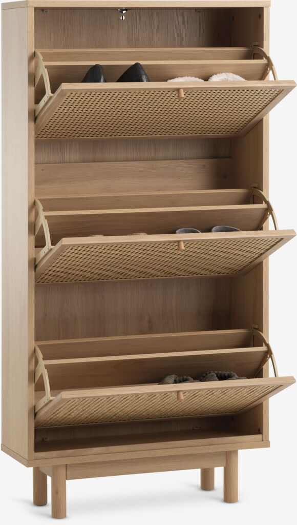 HALMSTAD Skoskåp HALMSTAD 3 fack konstrotting/varm ekfärgat